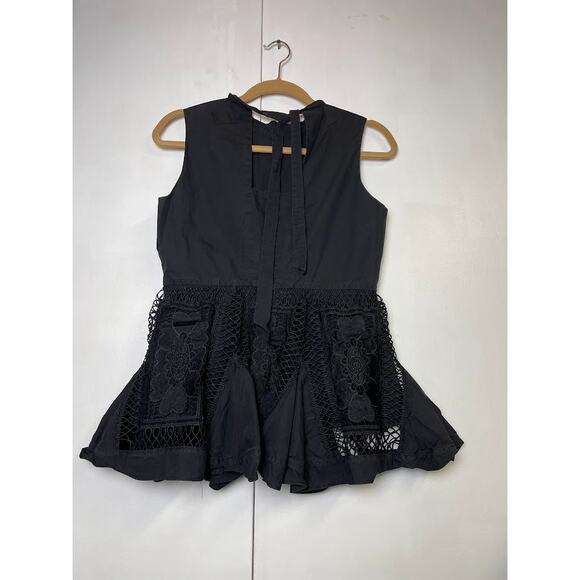 Gracia Top Lace Peplum Embroidered Blouse Womens Medium Romantic Floral Crochet - Picture 6 of 14